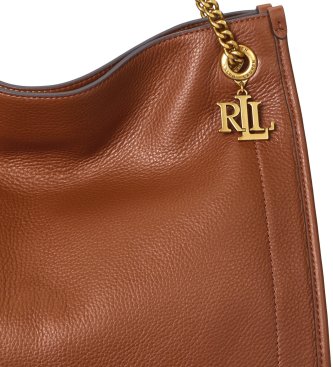 Lauren Ralph Lauren Velika usnjena torbica Bradley v rjavi barvi