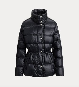 Lauren Ralph Lauren Czarny metaliczny pikowany płaszcz puchowy