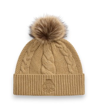 Lauren Ralph Lauren Pletena kapa s pomponom in grbom