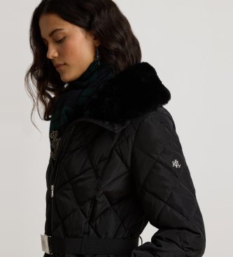 Lauren Ralph Lauren Płaszcz puchowy z czarnym sztucznym futerkiem