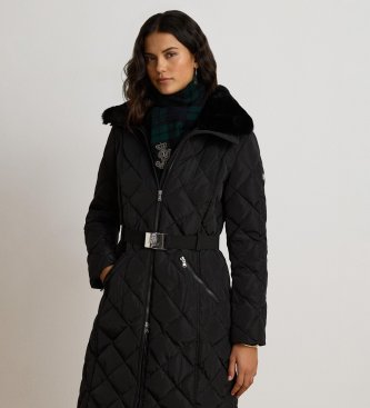 Lauren Ralph Lauren Płaszcz puchowy z czarnym sztucznym futerkiem