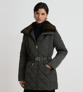 Lauren Ralph Lauren Casaco acolchoado de penas com debrum verde