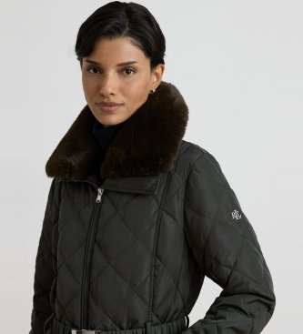 Lauren Ralph Lauren Casaco acolchoado de penas com debrum verde