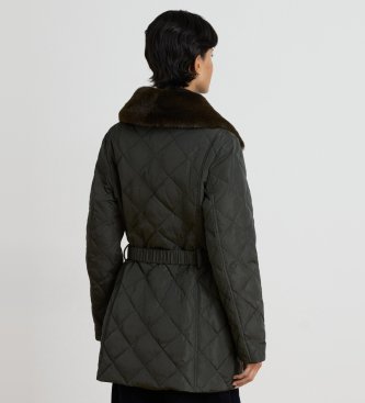 Lauren Ralph Lauren Casaco acolchoado de penas com debrum verde