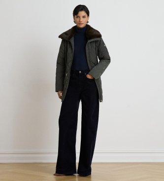 Lauren Ralph Lauren Casaco acolchoado de penas com debrum verde