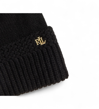 Lauren Ralph Lauren Set de gorro y guantes de punto con pespunte en cremallera negro