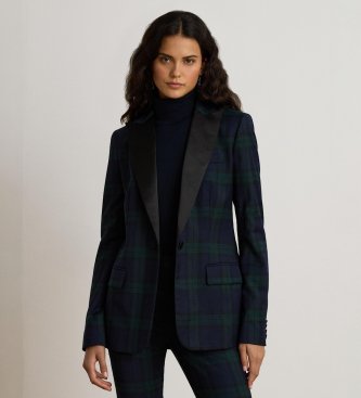 Lauren Ralph Lauren Blazer de sarga Black Watch con raso multicolor