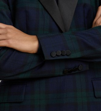 Lauren Ralph Lauren Blazer de sarga Black Watch con raso multicolor