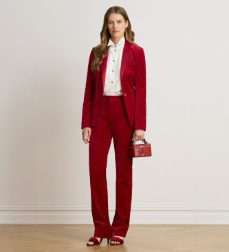 Lauren Ralph Lauren Blazer en velours stretch avec liseré rouge