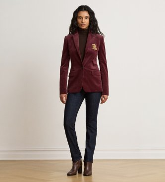 Lauren Ralph Lauren Blazer en velours côtelé de coton avec écusson grenat