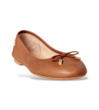 Lauren Ralph Lauren Rjave usnjene balerinke Jayna