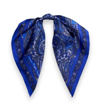 Lauren Ralph Lauren Bandana in seta con motivo paisley blu navy lavato a sabbia