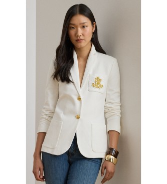 Lauren Ralph Lauren Witte jacquard blazer met torsadepatroon