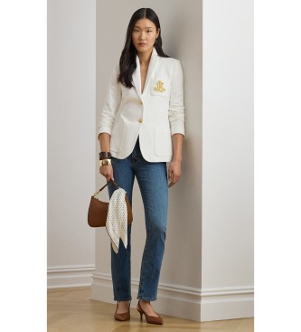 Lauren Ralph Lauren Witte jacquard blazer met torsadepatroon