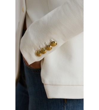 Lauren Ralph Lauren Witte jacquard blazer met torsadepatroon