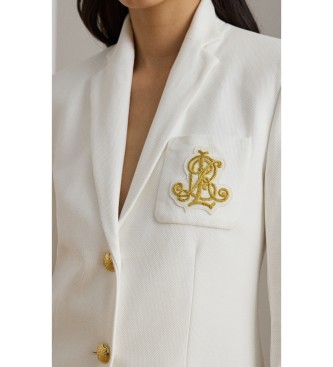 Lauren Ralph Lauren Witte jacquard blazer met torsadepatroon
