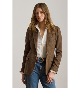 Lauren Ralph Lauren Blazer de mezcla de algodón en espiga marrón