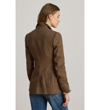 Lauren Ralph Lauren Blazer de mezcla de algodón en espiga marrón