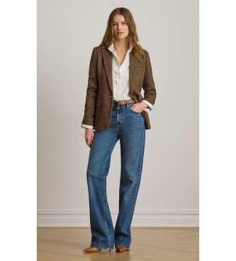 Lauren Ralph Lauren Blazer de mezcla de algodón en espiga marrón