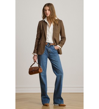 Lauren Ralph Lauren Blazer de mezcla de algodón en espiga marrón