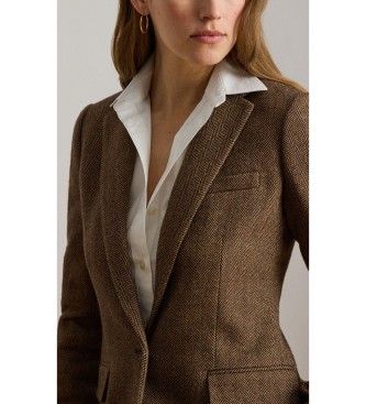 Lauren Ralph Lauren Blazer de mezcla de algodón en espiga marrón