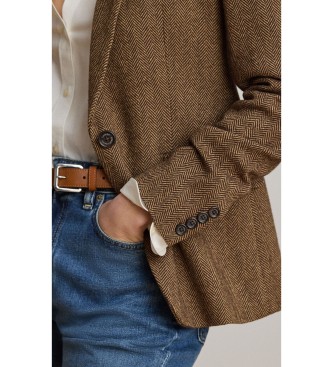 Lauren Ralph Lauren Blazer de mezcla de algodón en espiga marrón