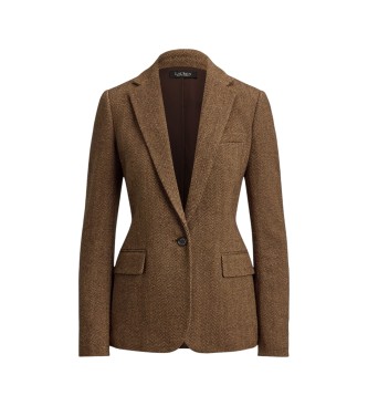 Lauren Ralph Lauren Blazer de mezcla de algodón en espiga marrón