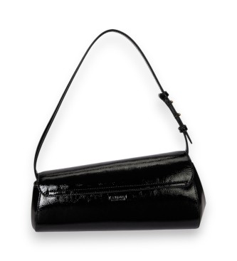 Lauren Ralph Lauren Srednja široka torba Tasha iz črnega lakastega usnja