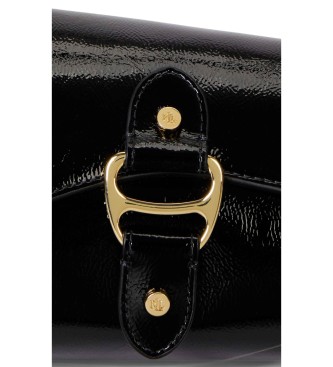 Lauren Ralph Lauren Srednja široka torba Tasha iz črnega lakastega usnja