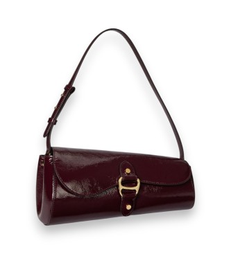 Lauren Ralph Lauren Srednja široka torba Tasha v bordo lakastem usnju