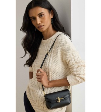 Lauren Ralph Lauren Blaike majhna usnjena torbica za čez kožo črna