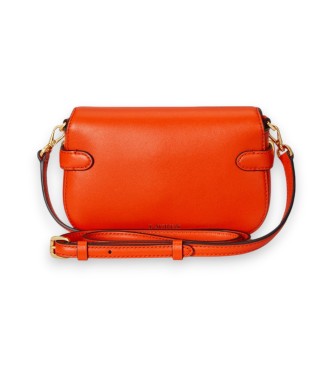 Lauren Ralph Lauren Blaike majhna oranžna usnjena torbica za čez kožo