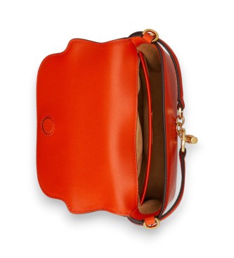 Lauren Ralph Lauren Blaike majhna oranžna usnjena torbica za čez kožo