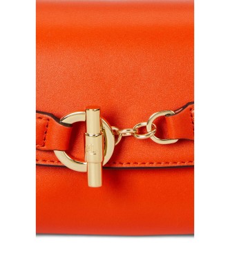 Lauren Ralph Lauren Blaike majhna oranžna usnjena torbica za čez kožo