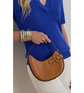 Lauren Ralph Lauren Bolsa transversal pequena Tasha de couro marrom