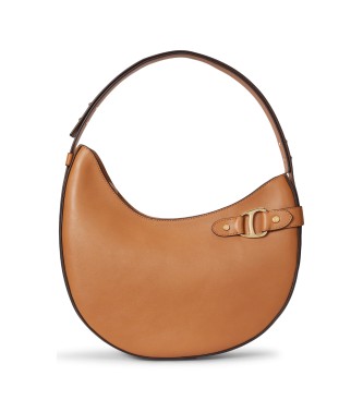 Lauren Ralph Lauren Große Tasha Schultertasche aus braunem Leder