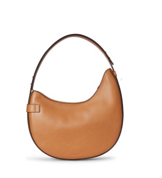 Lauren Ralph Lauren Große Tasha Schultertasche aus braunem Leder