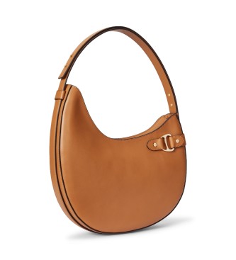Lauren Ralph Lauren Große Tasha Schultertasche aus braunem Leder