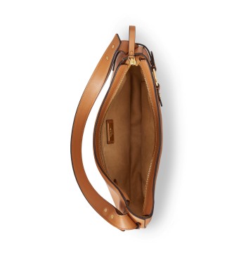 Lauren Ralph Lauren Große Tasha Schultertasche aus braunem Leder