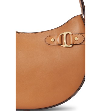 Lauren Ralph Lauren Große Tasha Schultertasche aus braunem Leder