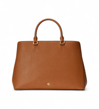 Lauren Ralph Lauren Hanna stor satchelväska i brunt läder