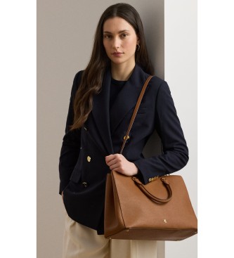 Lauren Ralph Lauren Hanna stor satchelväska i brunt läder
