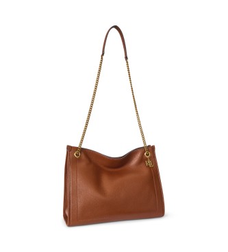 Lauren Ralph Lauren Bruin gegreineerde leren Bradley tote tas
