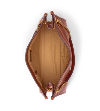 Lauren Ralph Lauren Bruin gegreineerde leren Bradley tote tas