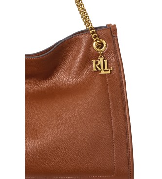 Lauren Ralph Lauren Bruin gegreineerde leren Bradley tote tas