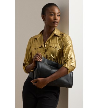 Lauren Ralph Lauren Zwarte Bradley tote tas van gekorreld leer