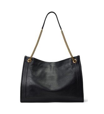 Lauren Ralph Lauren Zwarte Bradley tote tas van gekorreld leer