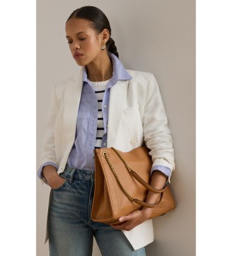 Lauren Ralph Lauren Bruin gegreineerd leren Bradley tote tas
