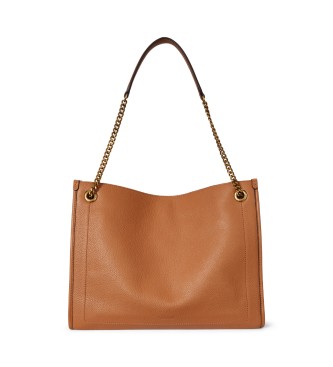 Lauren Ralph Lauren Bruin gegreineerd leren Bradley tote tas
