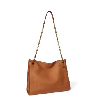 Lauren Ralph Lauren Bruin gegreineerd leren Bradley tote tas
